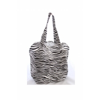 Geanta pentru plaja, cu flori, alb-negru,  BB820, 46 x 47 cm, Vivo